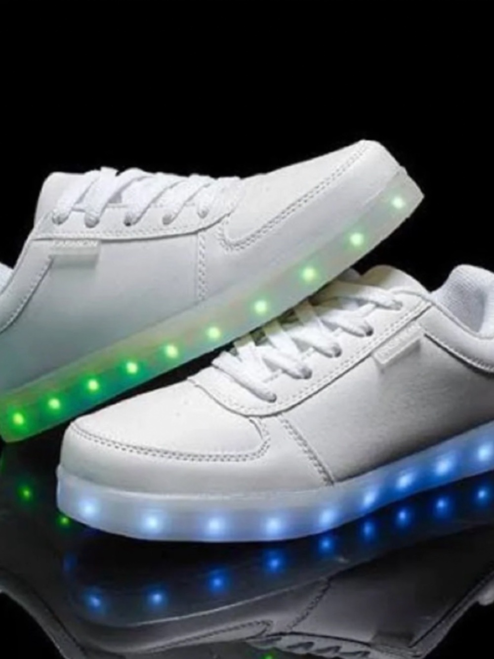 White LED Light Up Sneakers with Multicolor Sole